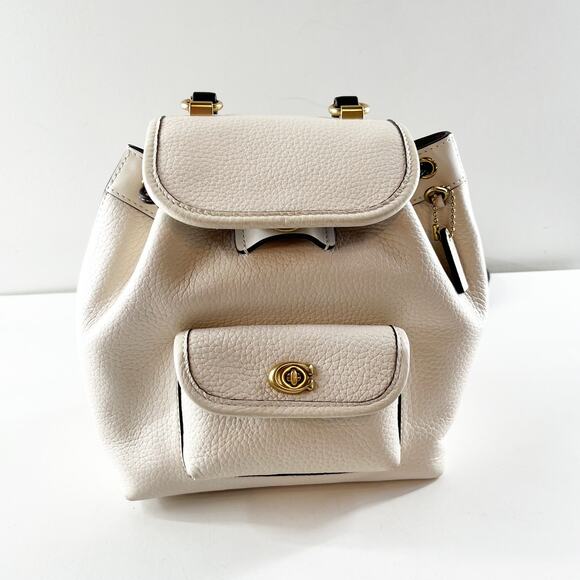 Coach Riya 21 Pebble Leather Backpack with Leather Top Handle Cream White main image 6